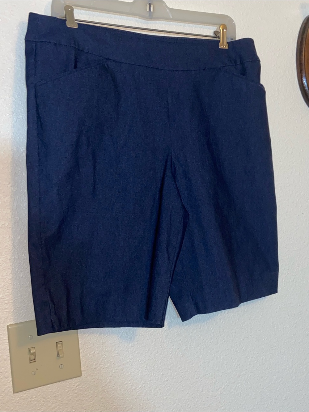Time & Tru High-Rise Blue Women Bike Shorts with Wide Comfort Waistband L (12-14